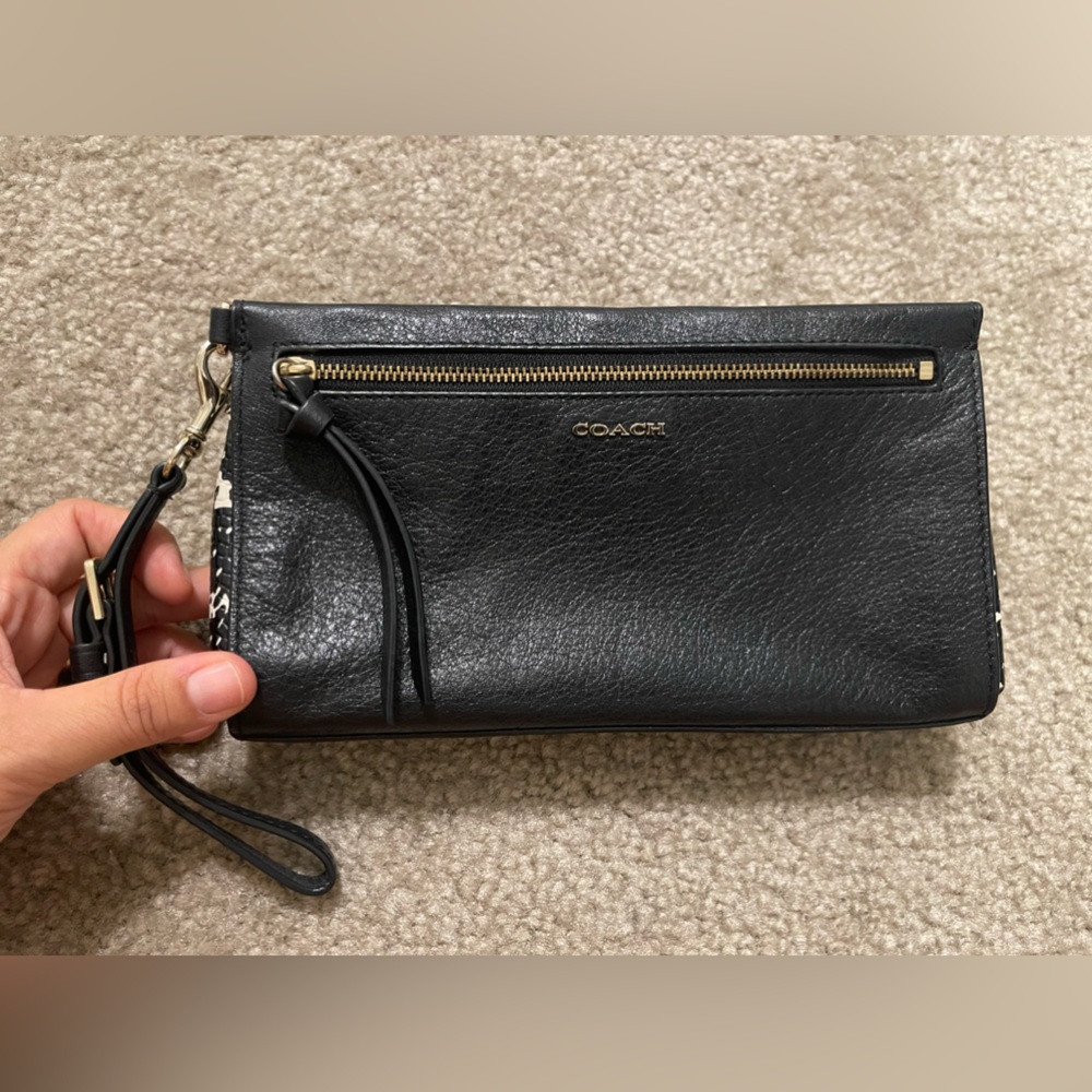 Coach Madison Black/White Python Leather Wristlet… - image 1